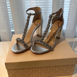 Bradley Mischka Jeweled Heels in Silver. Brand new!